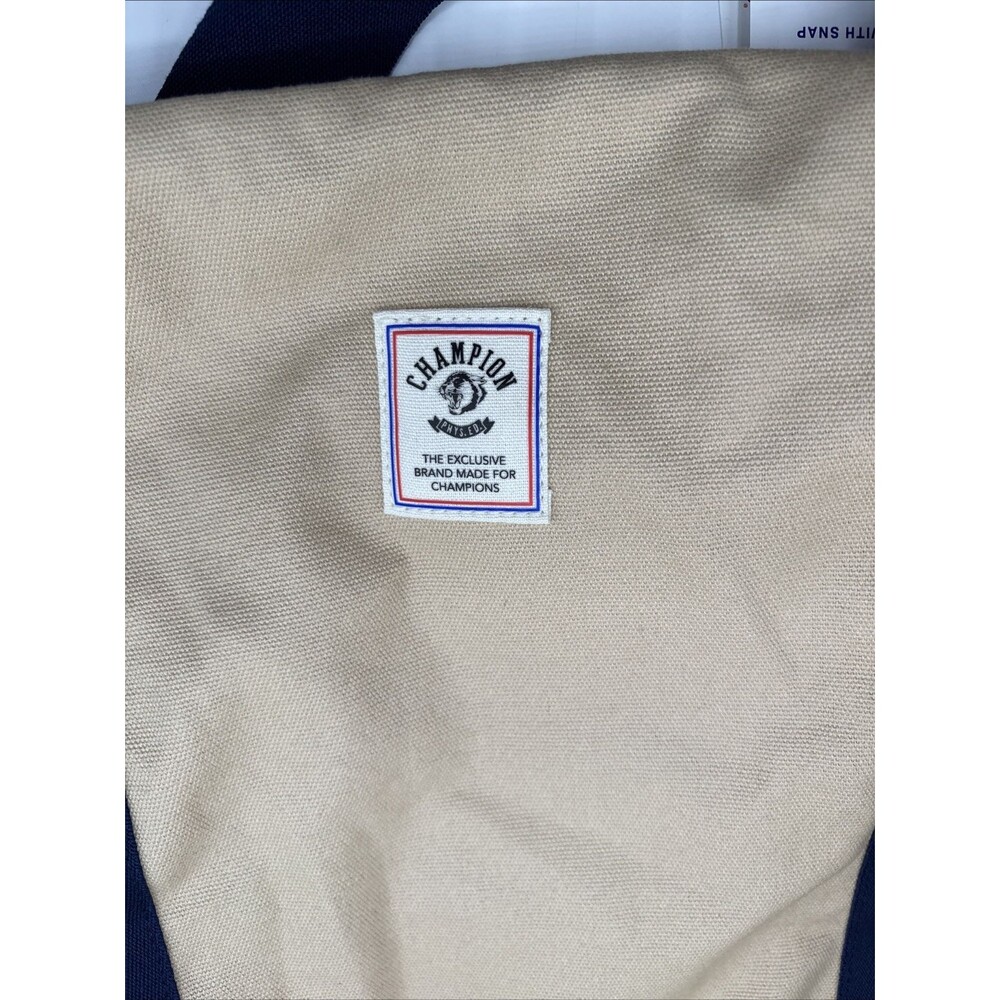 Champion 24" Canvas Duffel Bag Tan Blue Shoulder Strap Sports Gym Travel Men NWT - Picture 8 of 12